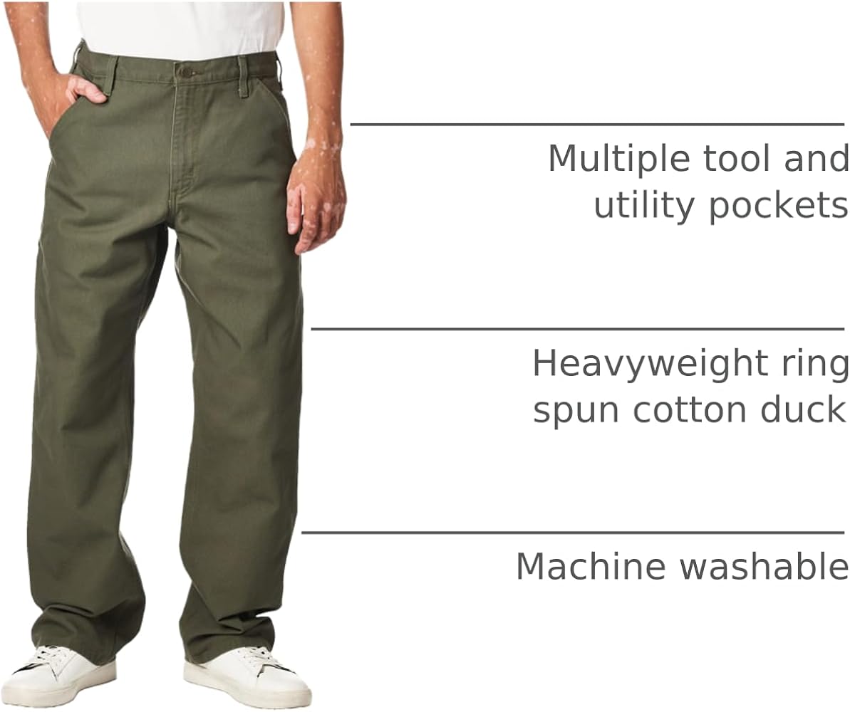 Carhartt Men's Big & Tall Washed Duck Work Dungaree,Moss,54 x 30